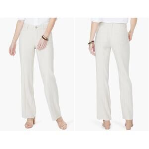 NYDJ Stretch Linen White Trousers Style #MAKB2219 Size 14